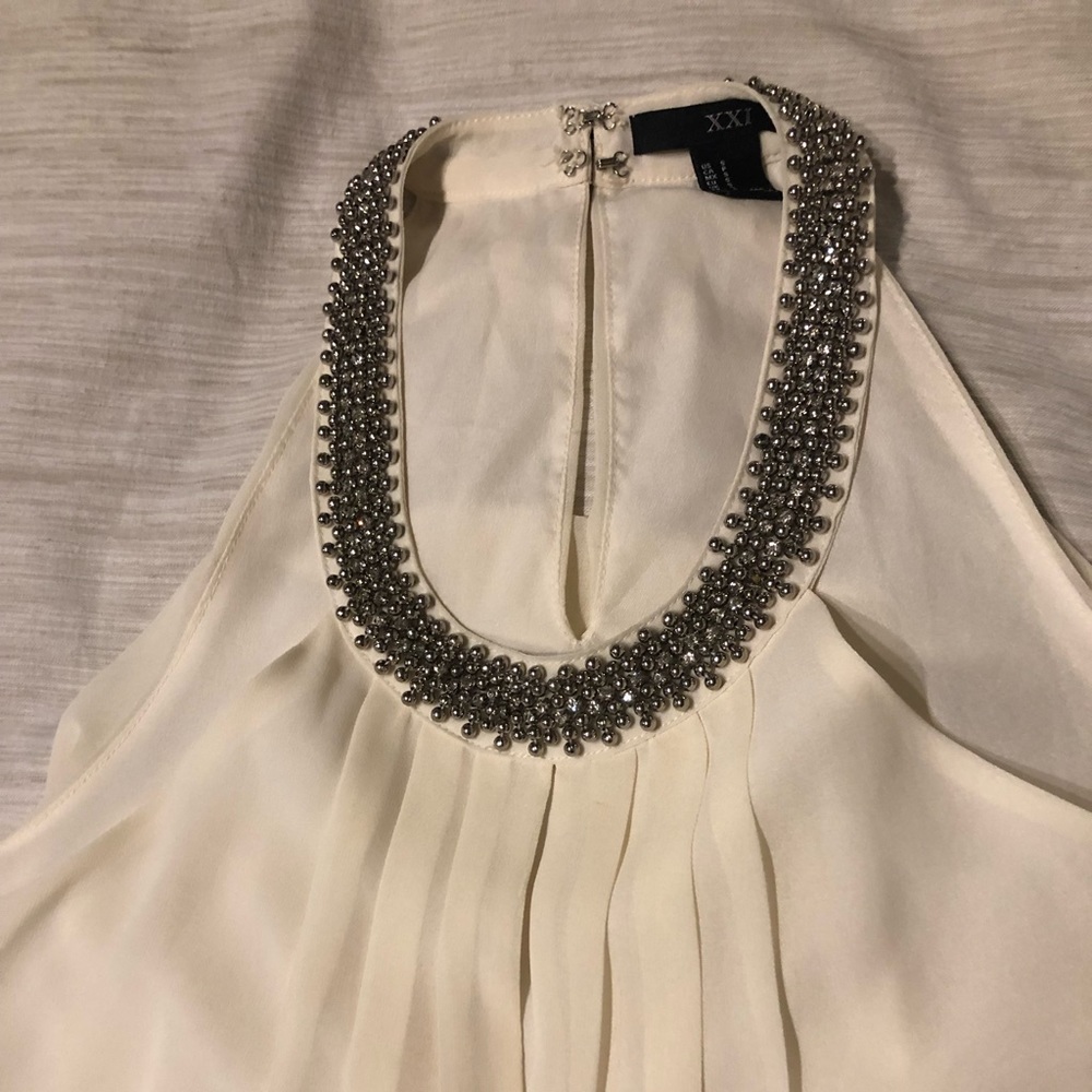 White halter dress with cute neckline detail